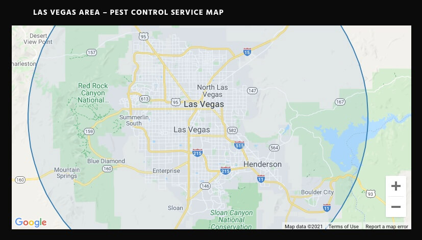 Boulder City Pest Control Service Area Map